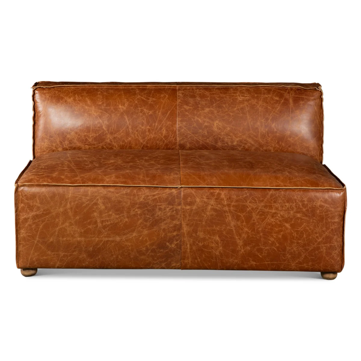 Portofino Loft Three Piece Sectional Sofa in Cocoa Brown Leather - Image 16