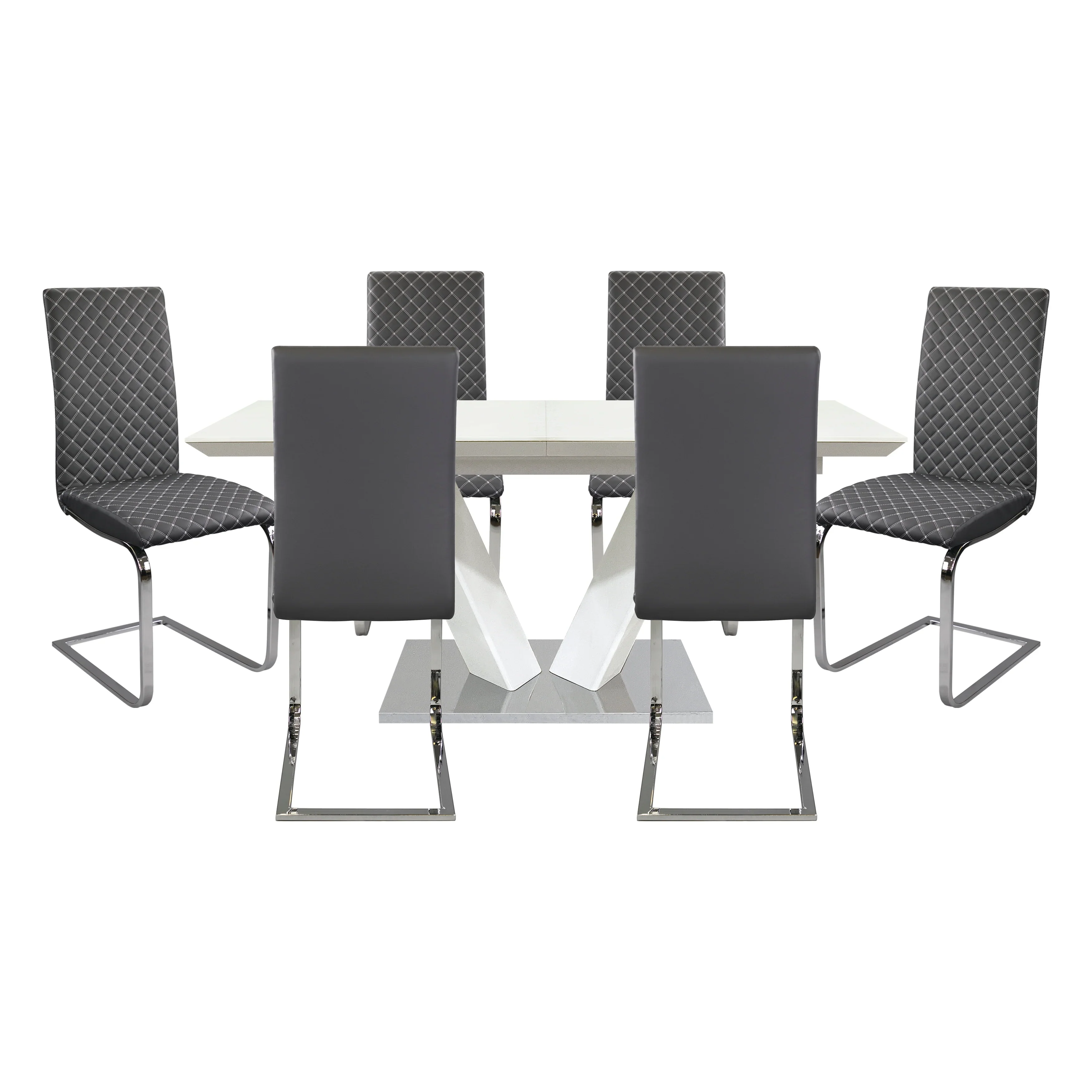 Yannis Chrome Metal 7-Piece Dining Room Set - Image 2