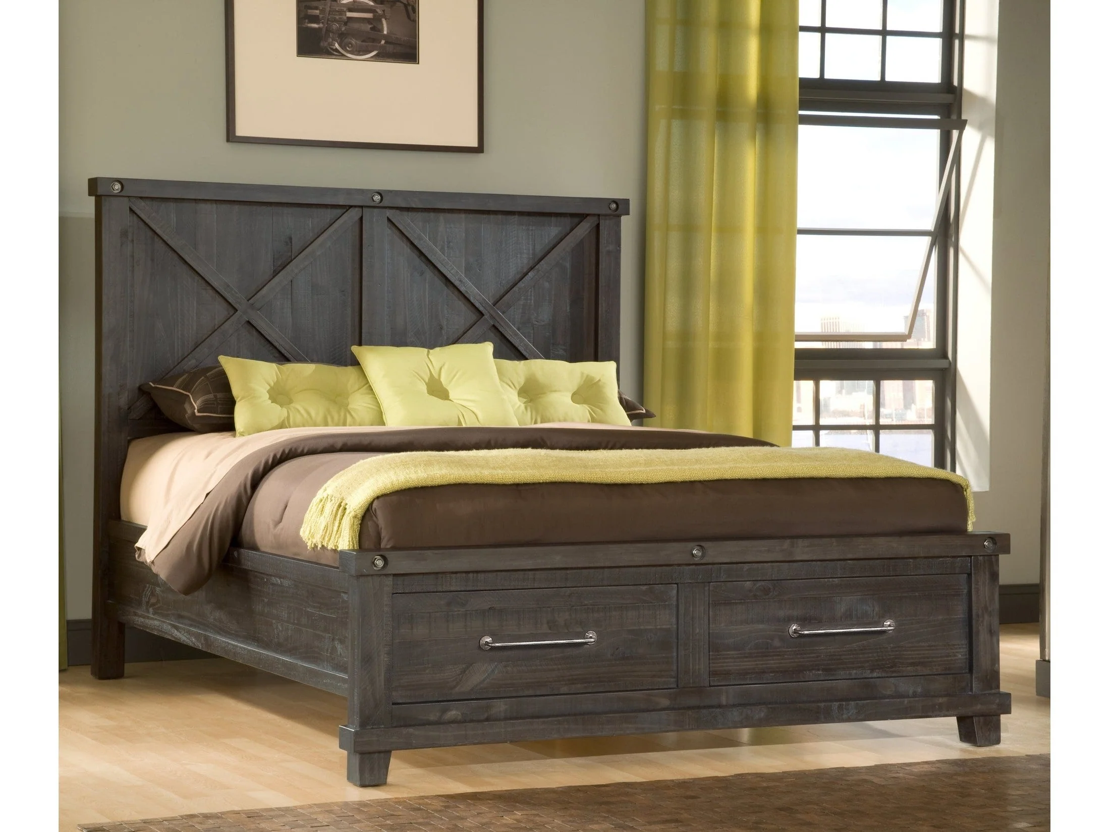 Yosemite Solid Wood Footboard Full Storage Bed in Cafe