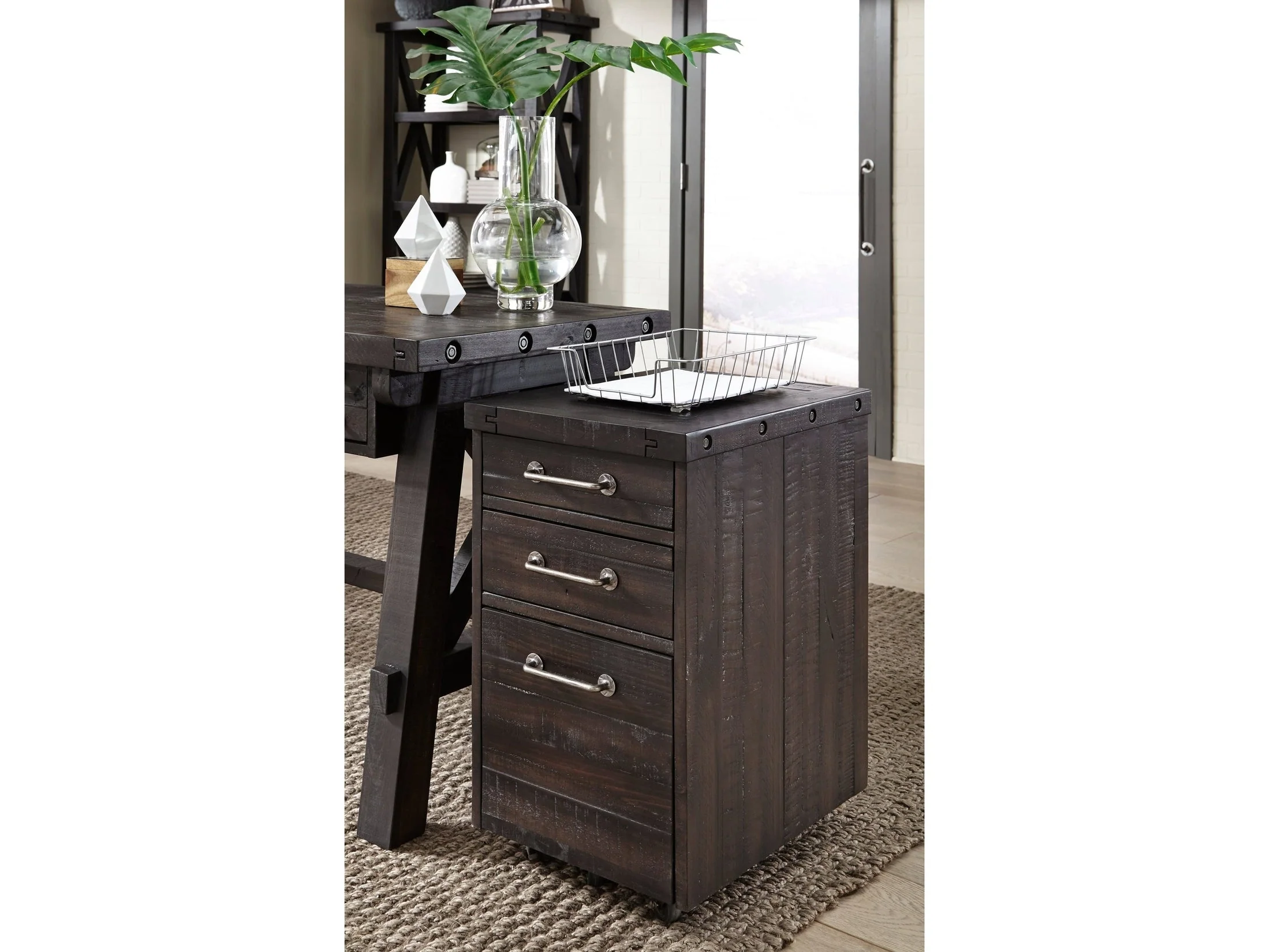Yosemite Solid Wood Rollling File Cabinet in Cafe