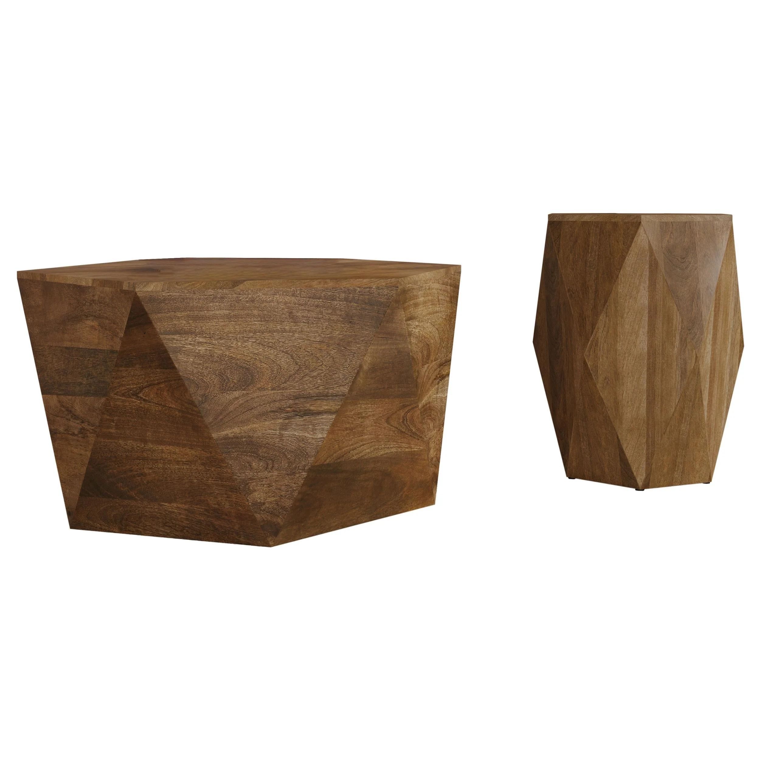 Zalika Natural 2-Piece Solid Wood Coffee and End Table Set - Image 2