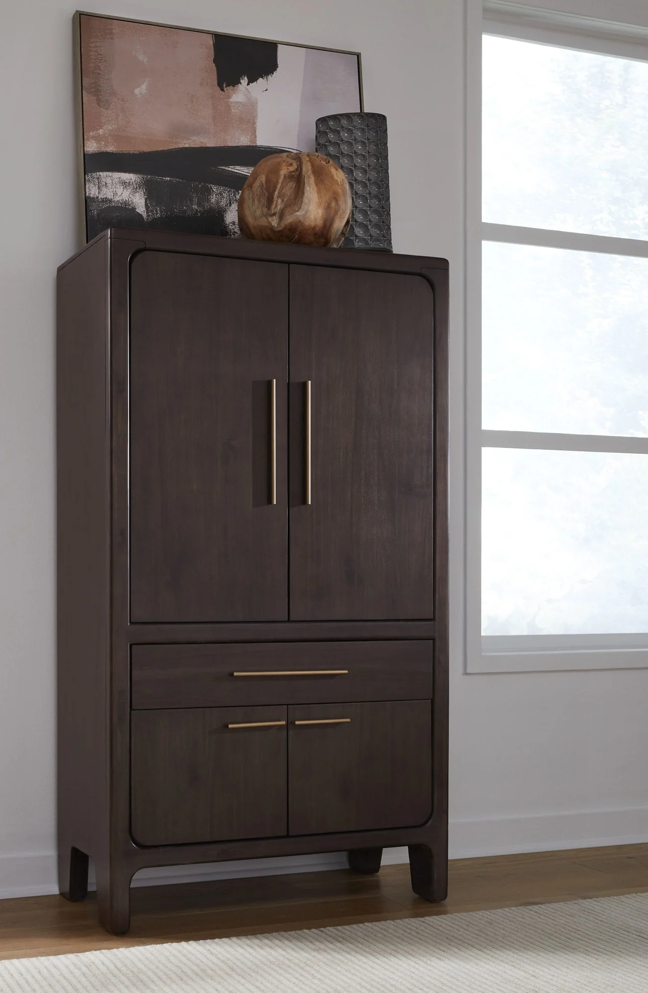 Zamba Jaguar Four Door One Drawer Acacia Bar Cabinet - Image 2