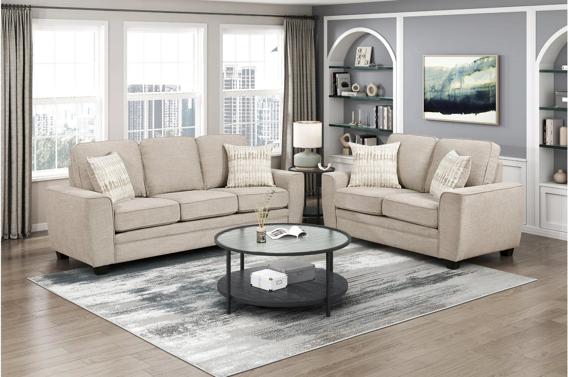 Zander Taupe Living Room Set - Image 2