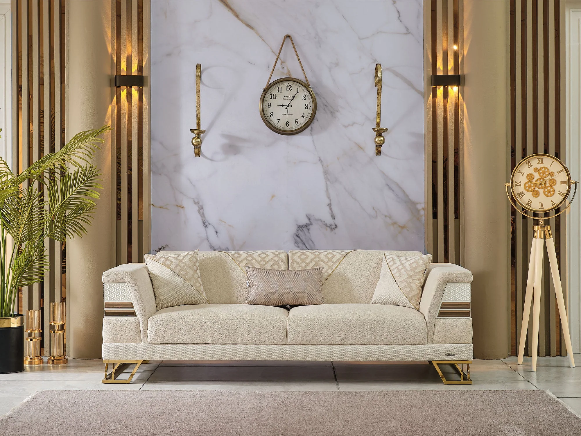 Zen 3-pieces (Sofa & Loveseat & Chair) Livingroom Set Cream - Image 3