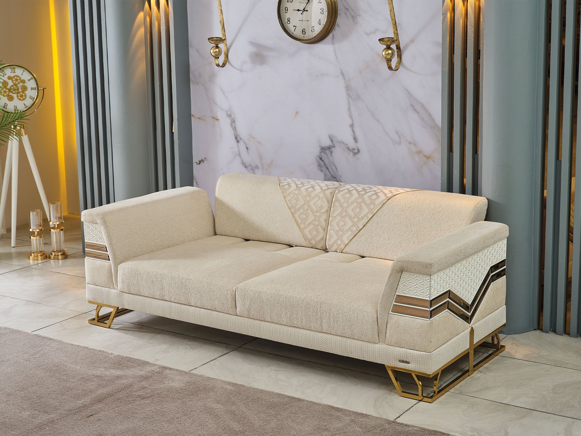 Zen 3-pieces (Sofa & Loveseat & Chair) Livingroom Set Cream - Image 6