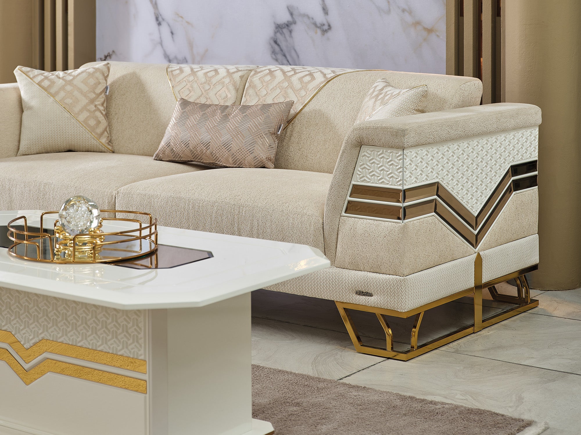 Zen 3-pieces (Sofa & Loveseat & Chair) Livingroom Set Cream - Image 8