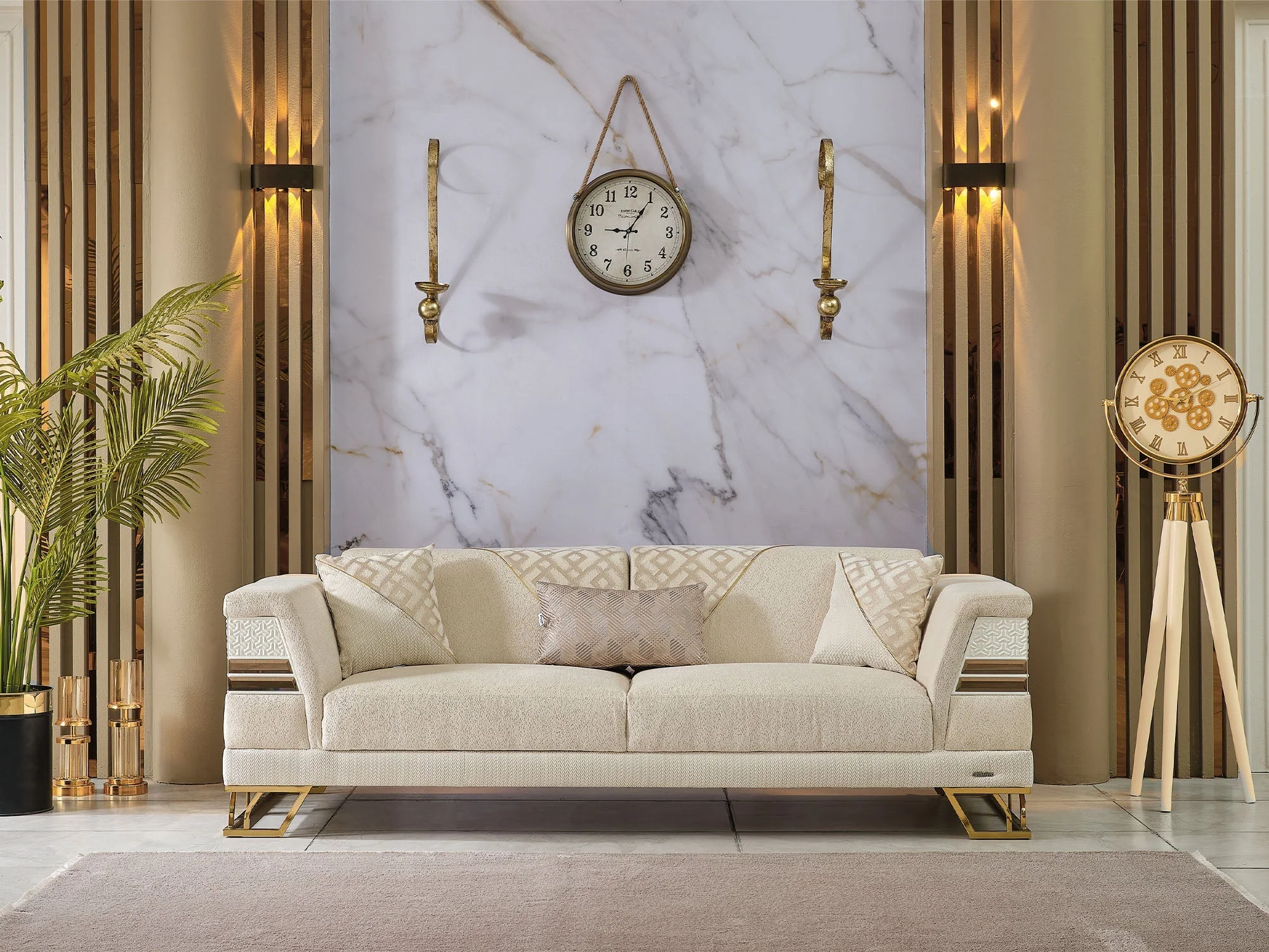Zen Cream Convertible Loveseat - Image 4