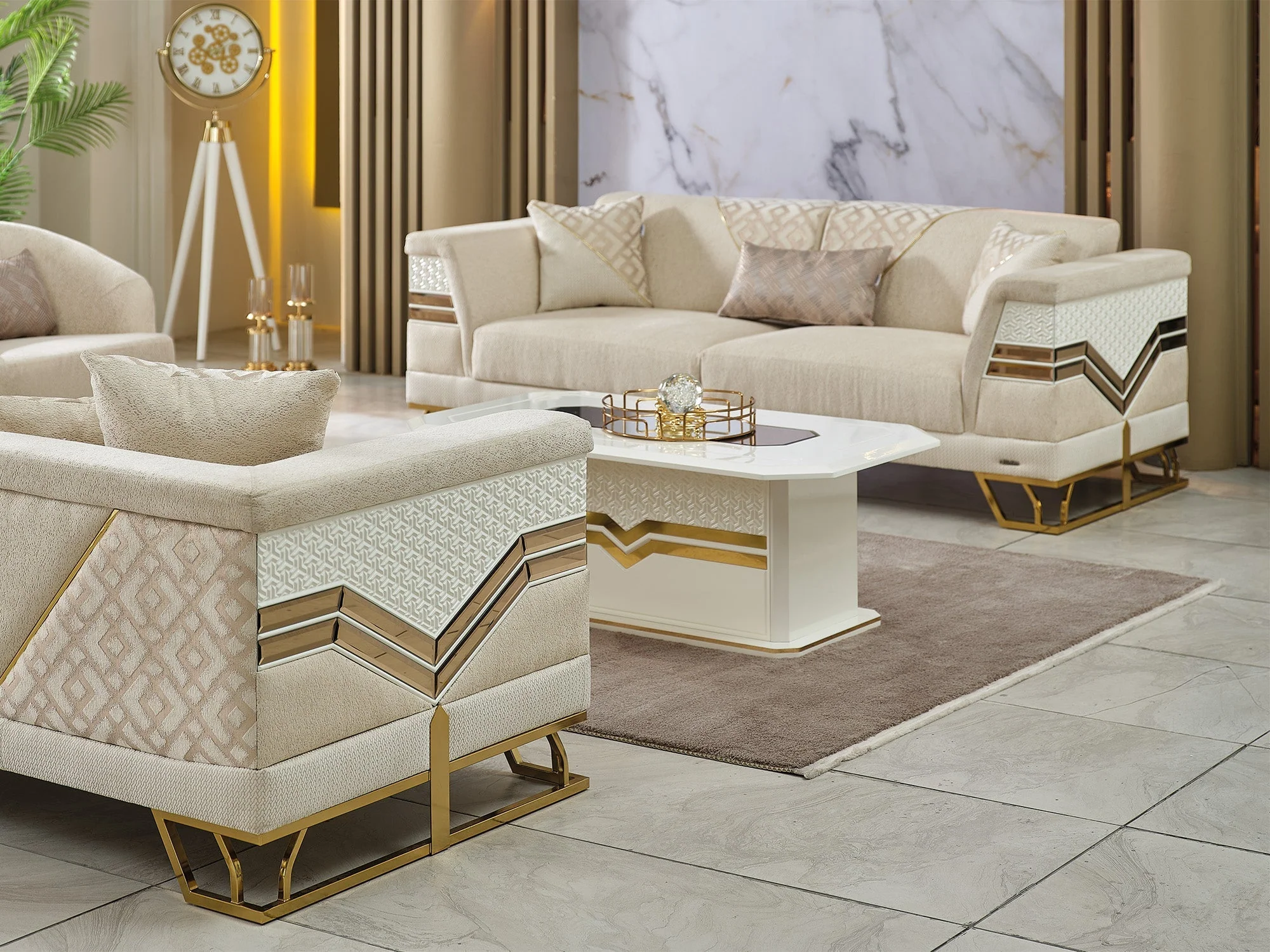 Zen Cream Convertible Loveseat - Image 6