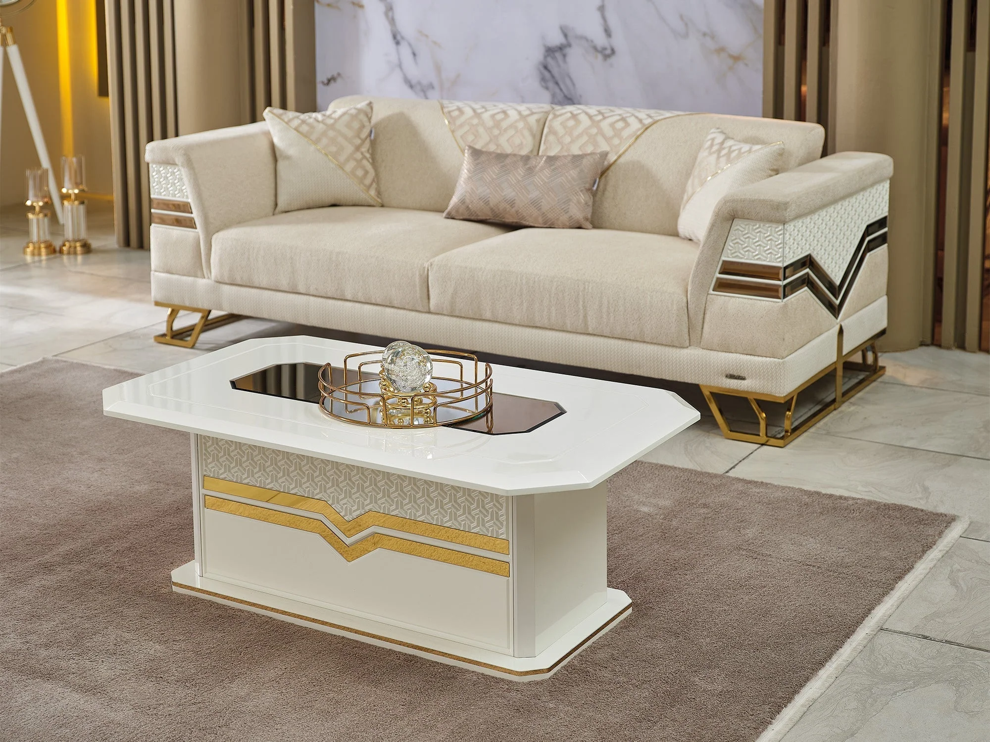 Zen Cream Convertible Loveseat - Image 7