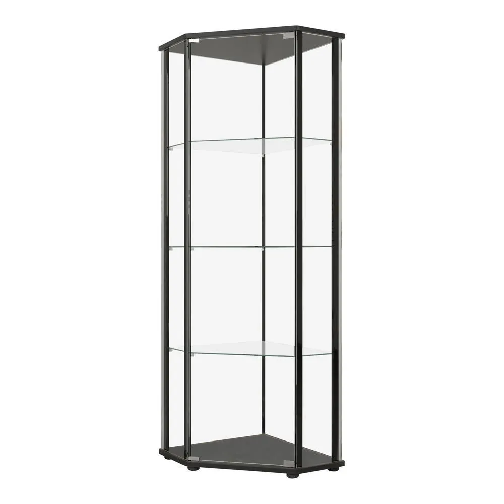 Zenobia Clear and Black Glass Shelf Curio Cabinet - Image 2