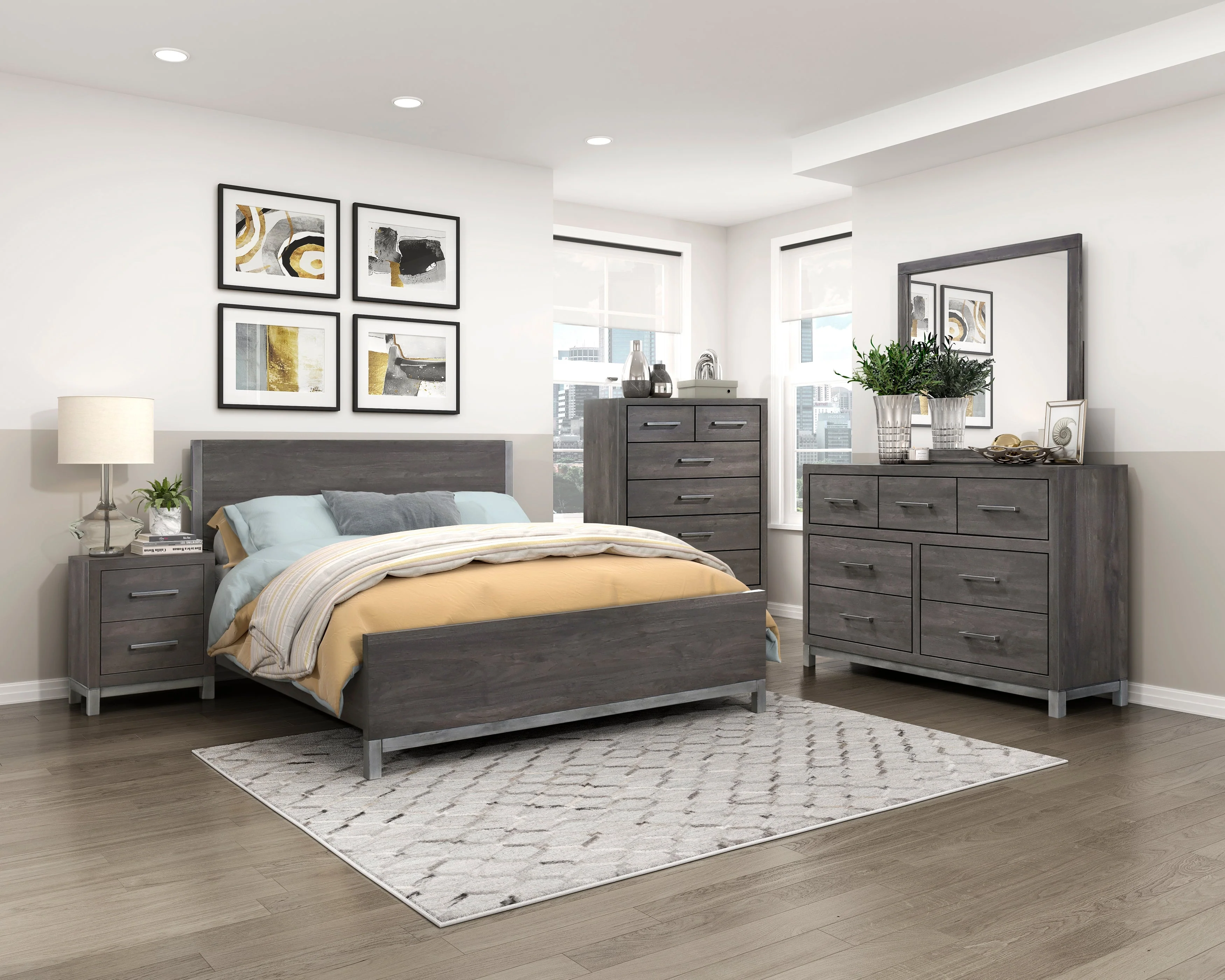 Zephyr Brownish Gray Panel Bedroom Set