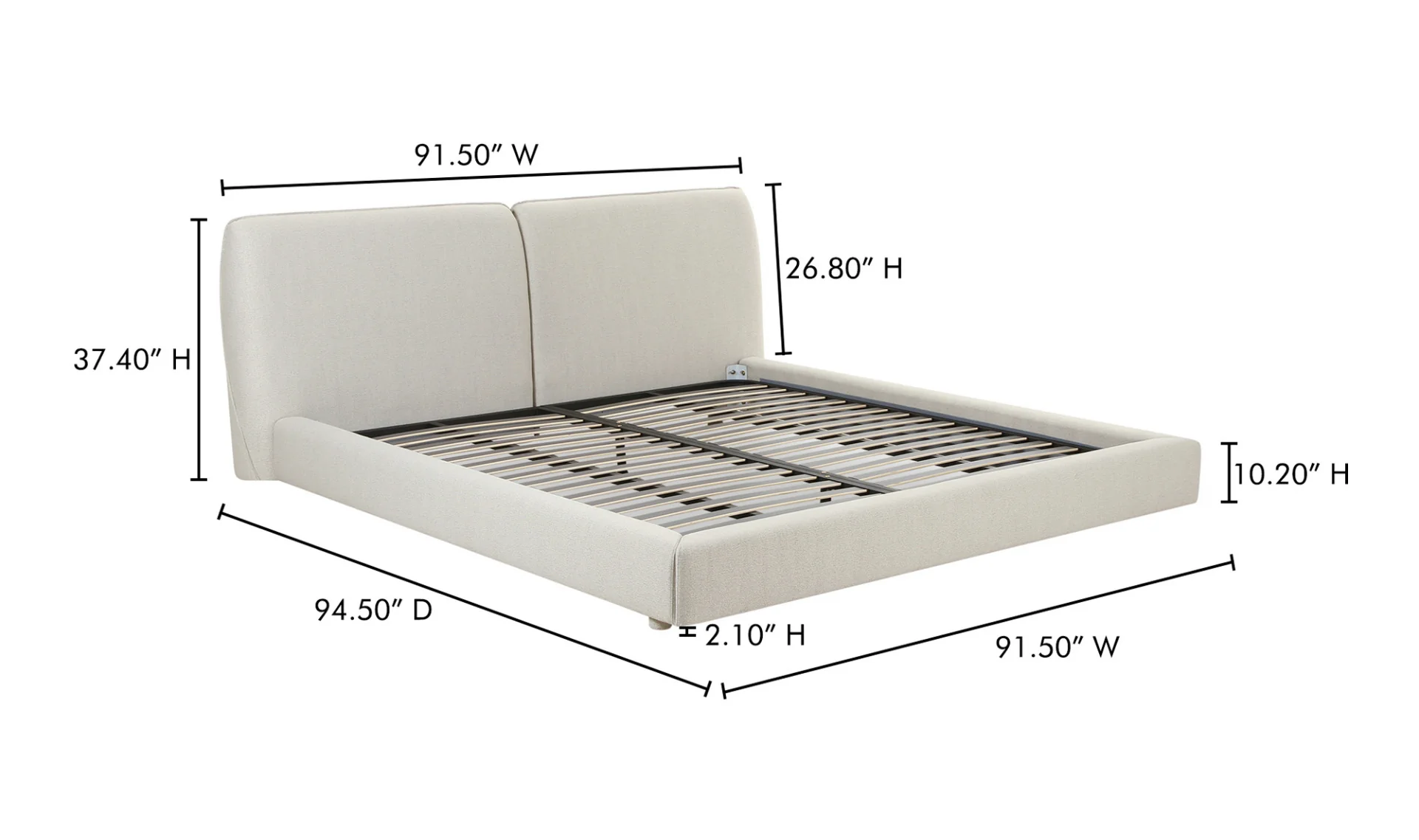 Zeppelin King Bed - Light Grey - Image 13