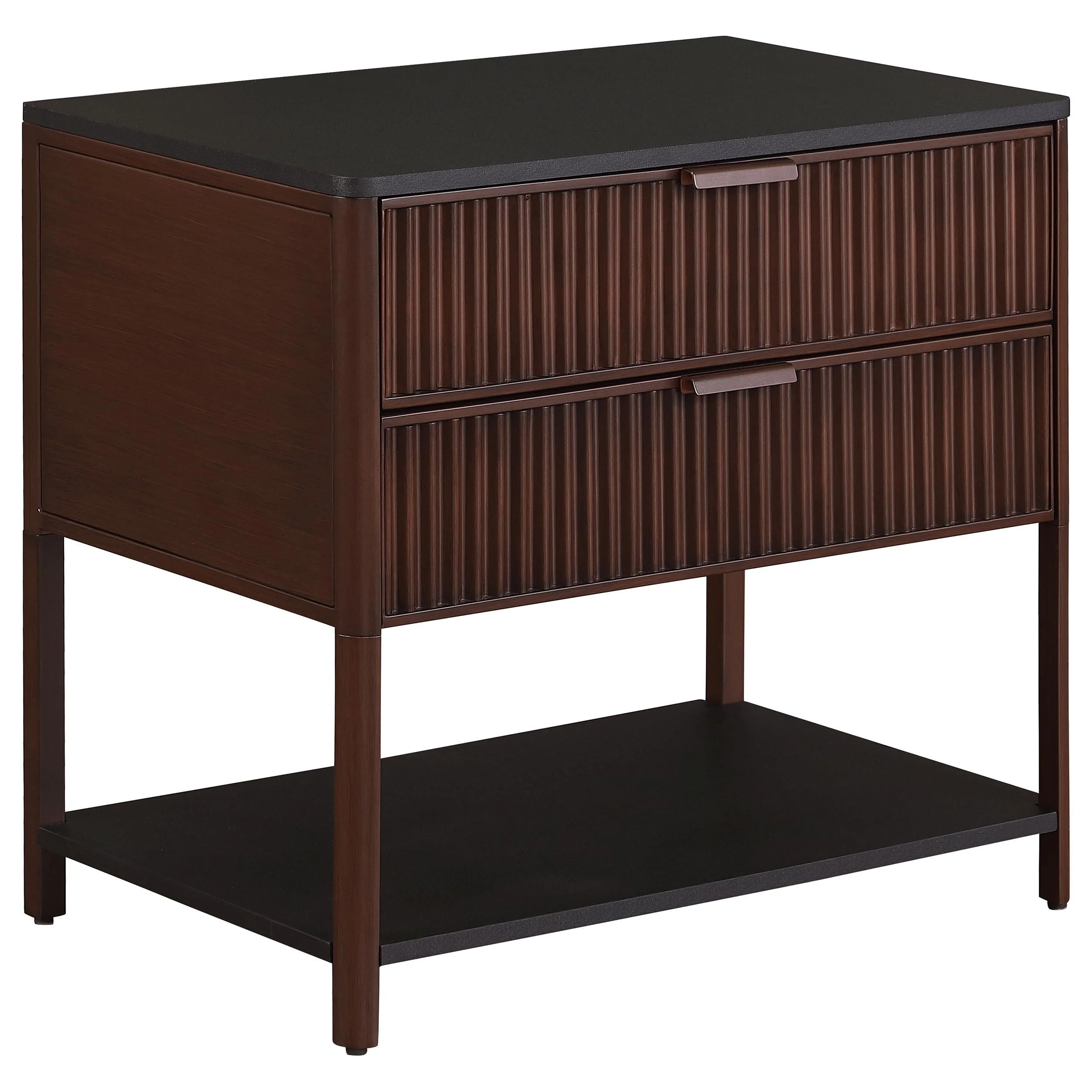 Zimmerlee Rust Brown 2-Drawer Side Table with Shelf - Image 2