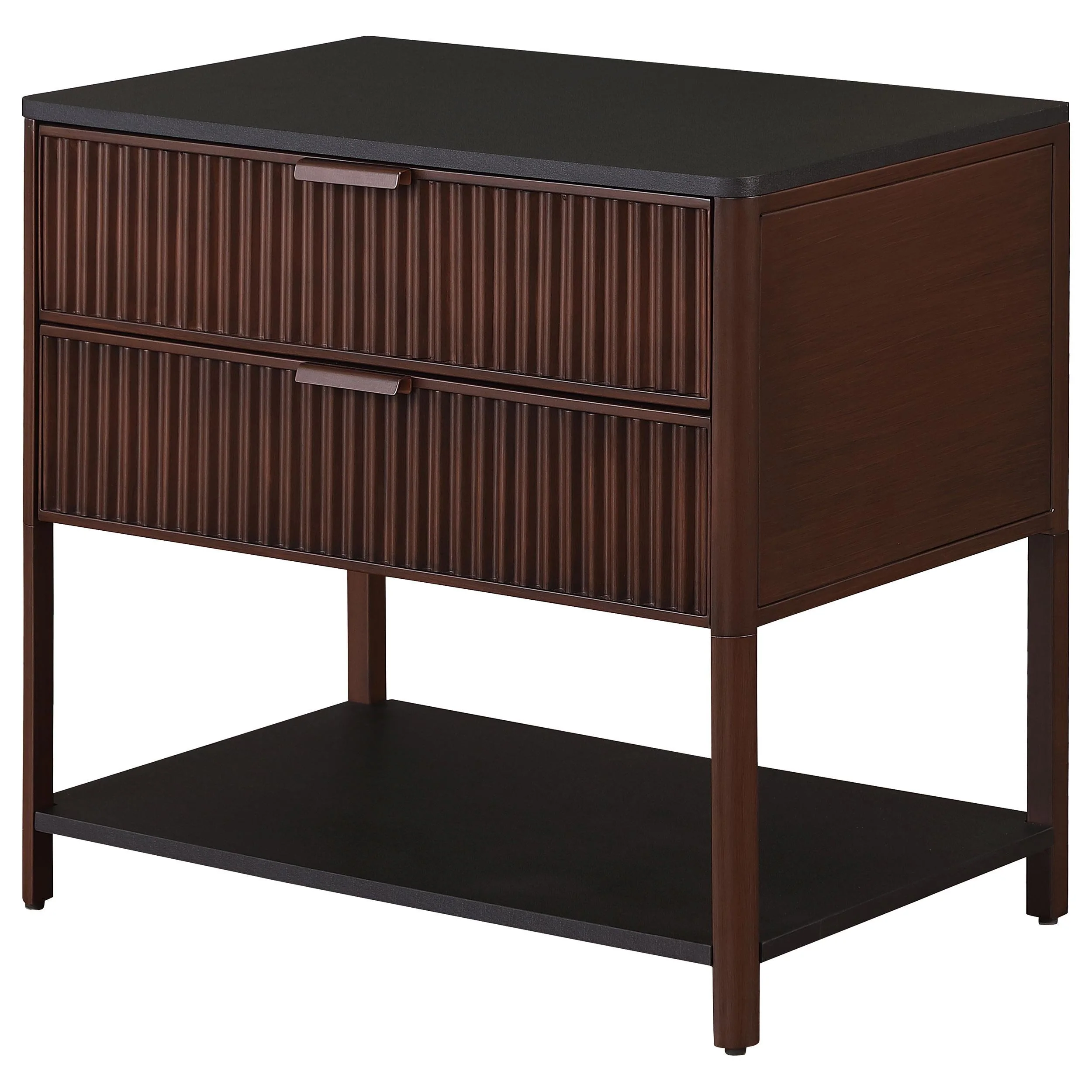 Zimmerlee Rust Brown 2-Drawer Side Table with Shelf - Image 4