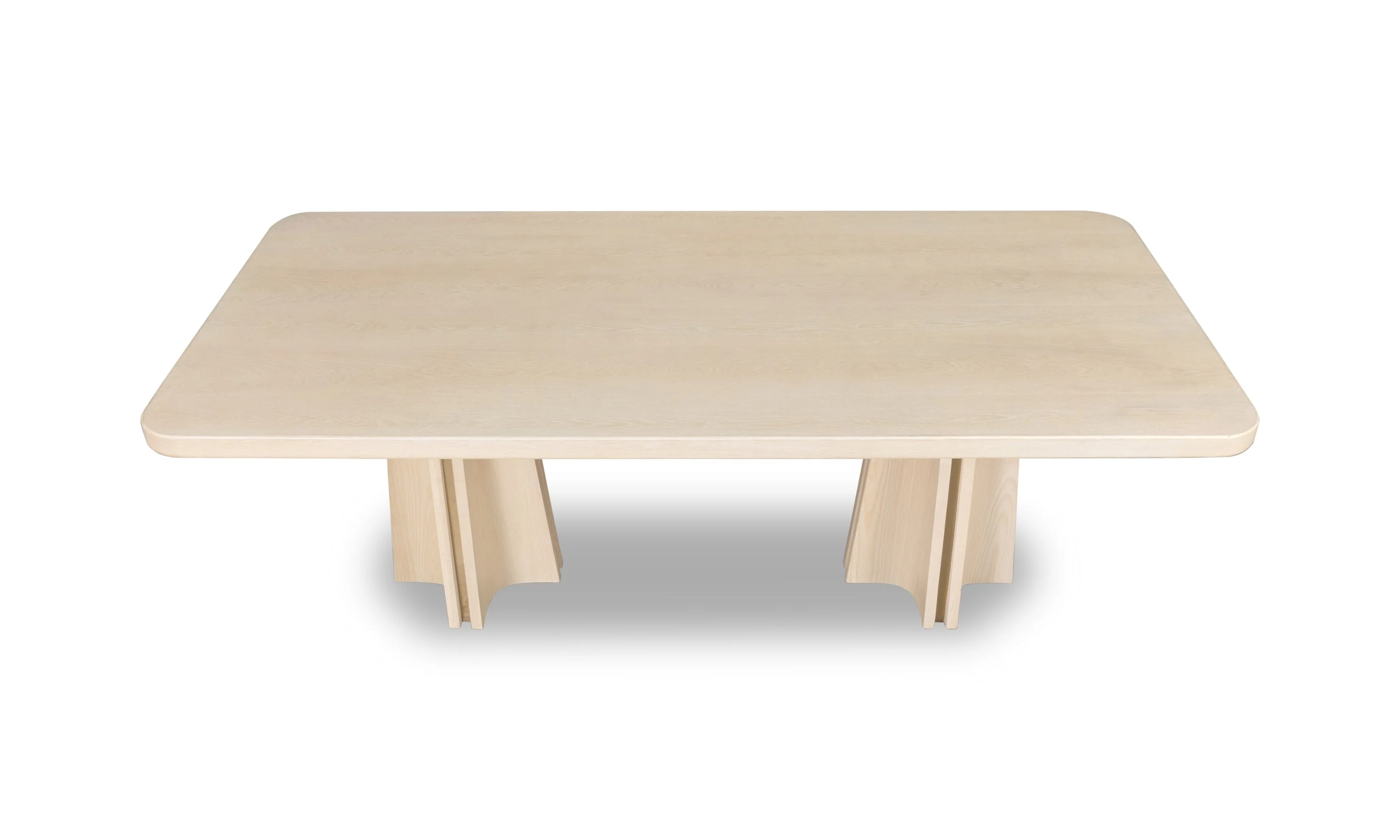 Zinnia Ash Wood Double Pedestal Dining Table in White Sand - Image 6
