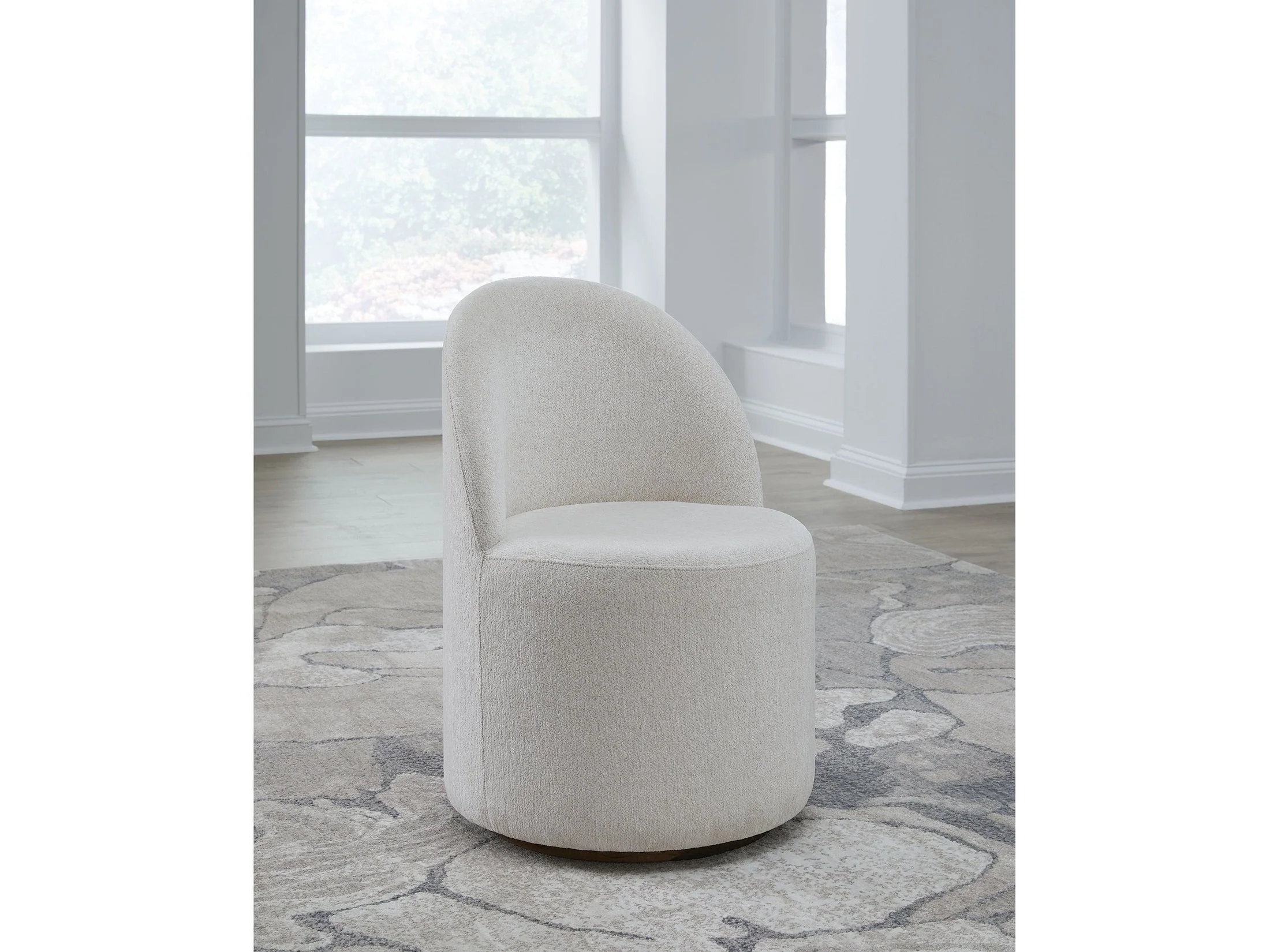 Zinnia Fully Upholstered Swivel Chair in Dune Chenille