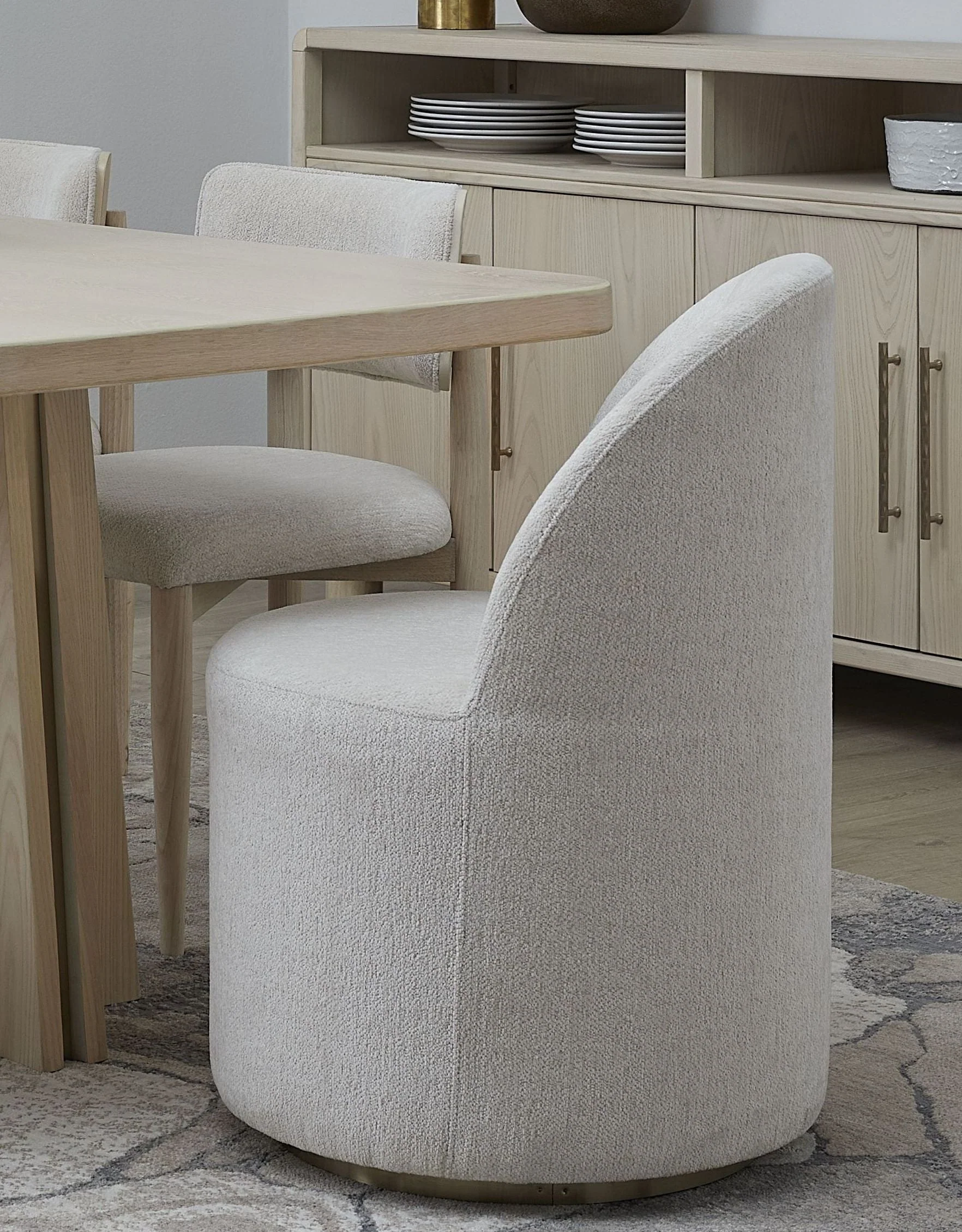 Zinnia Fully Upholstered Swivel Chair in Dune Chenille - Image 2