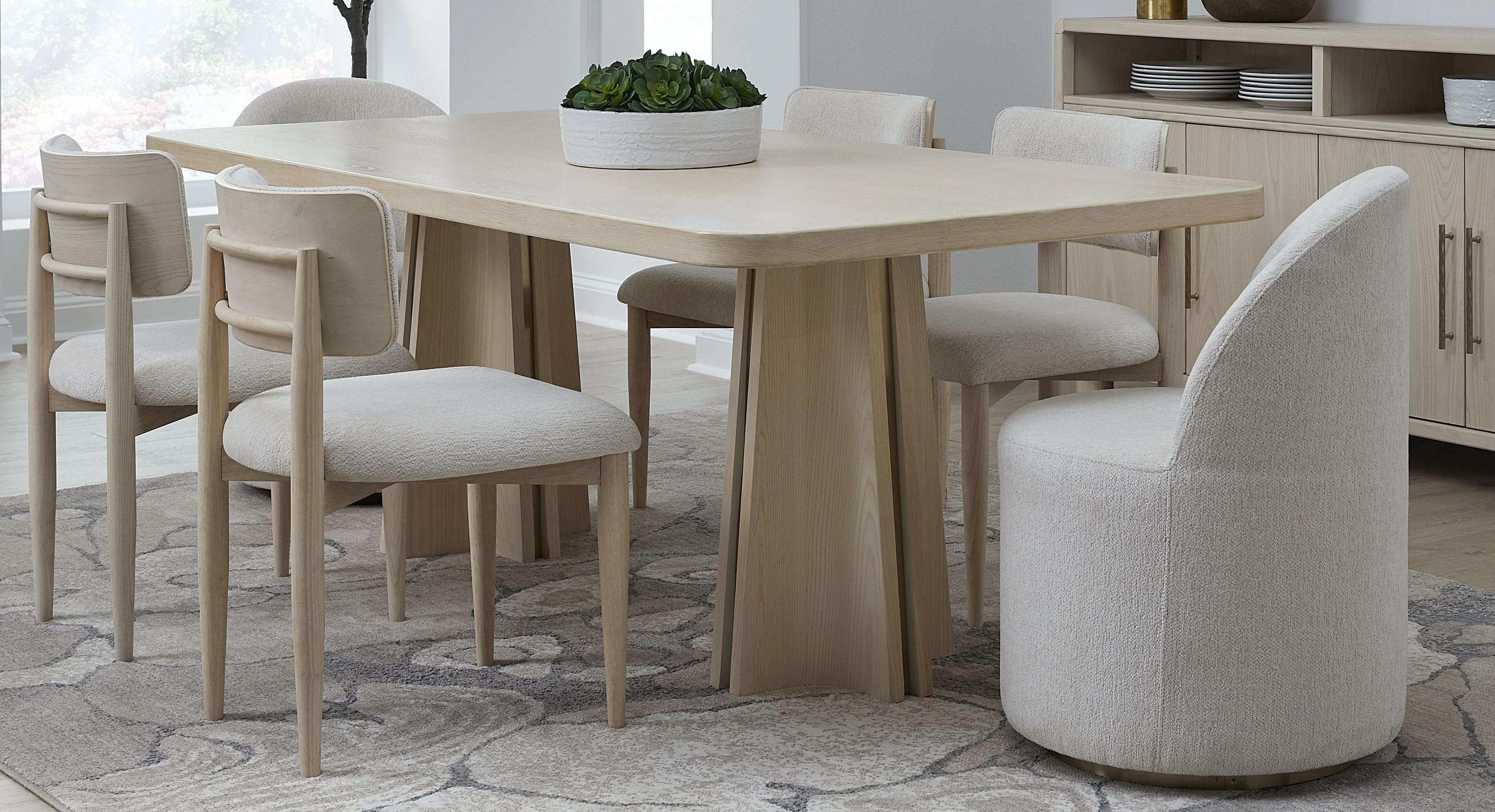 Zinnia Fully Upholstered Swivel Chair in Dune Chenille - Image 8