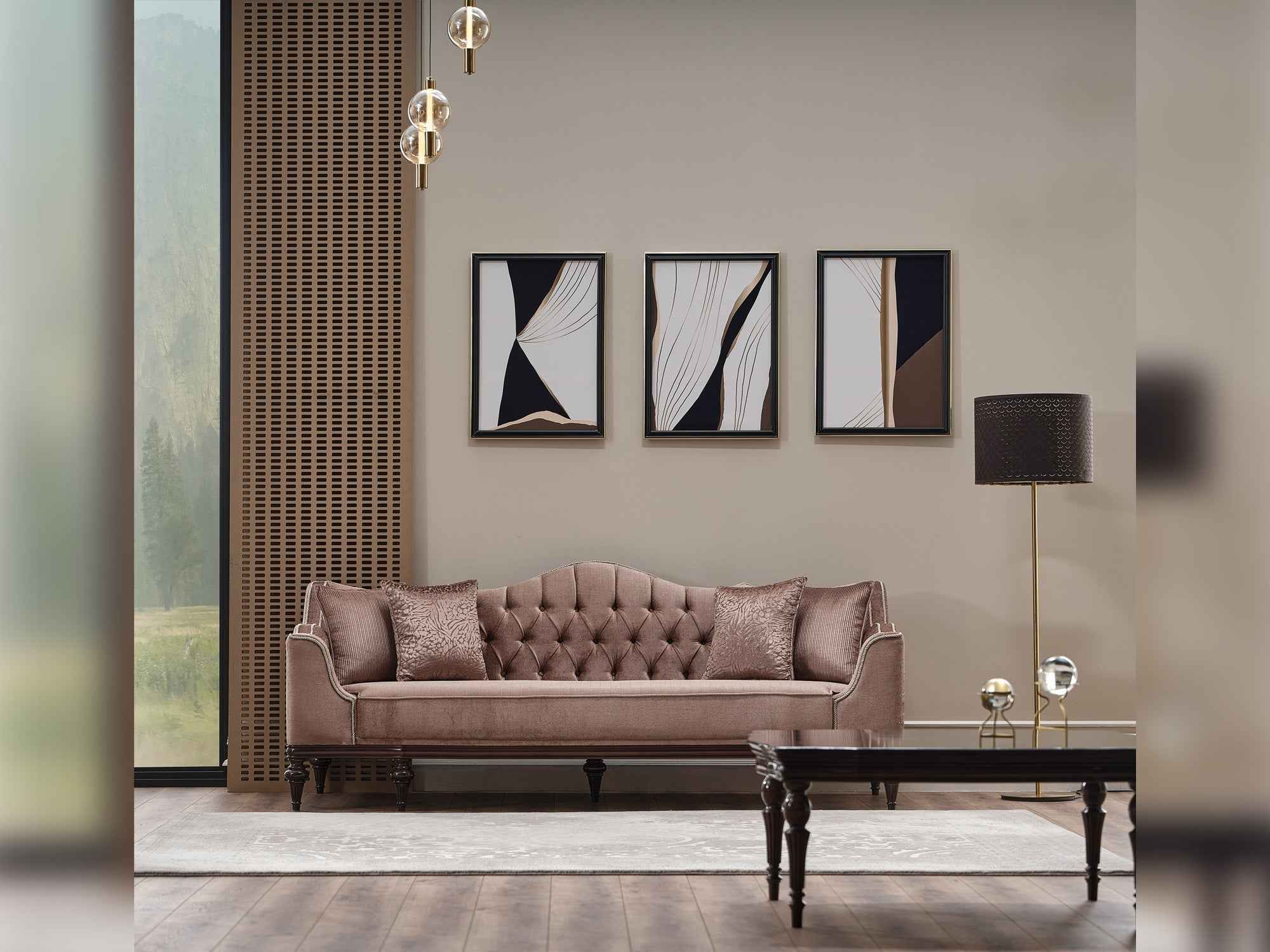 Zumrut Brown Stationary Sofa