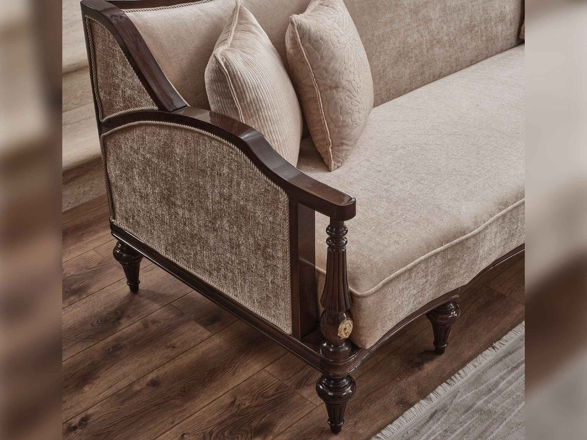 Zumrut Beige Lux Stationary Loveseat - Image 3