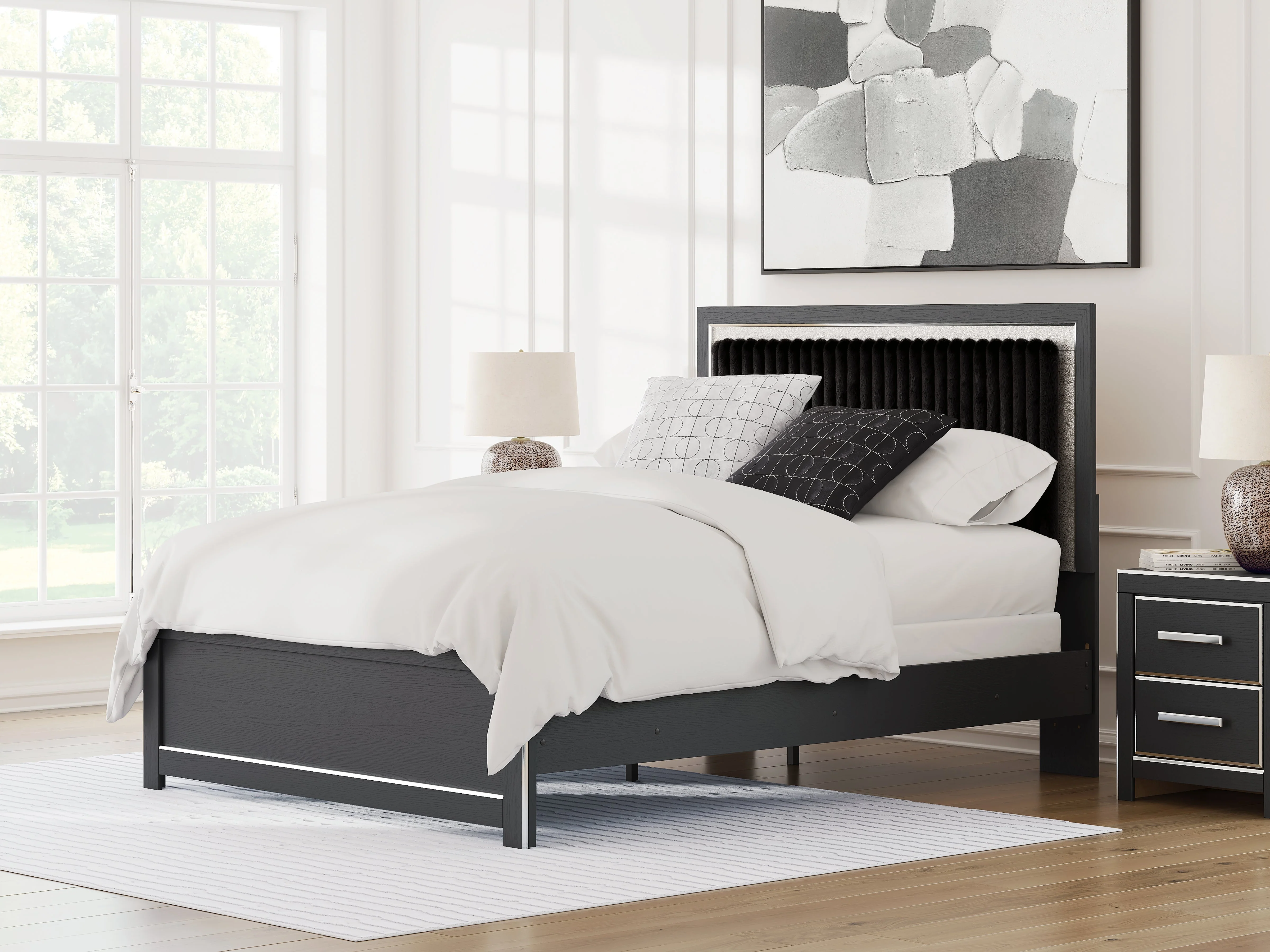 Zuraleus Black Upholstered Panel Bedroom Set - Image 2